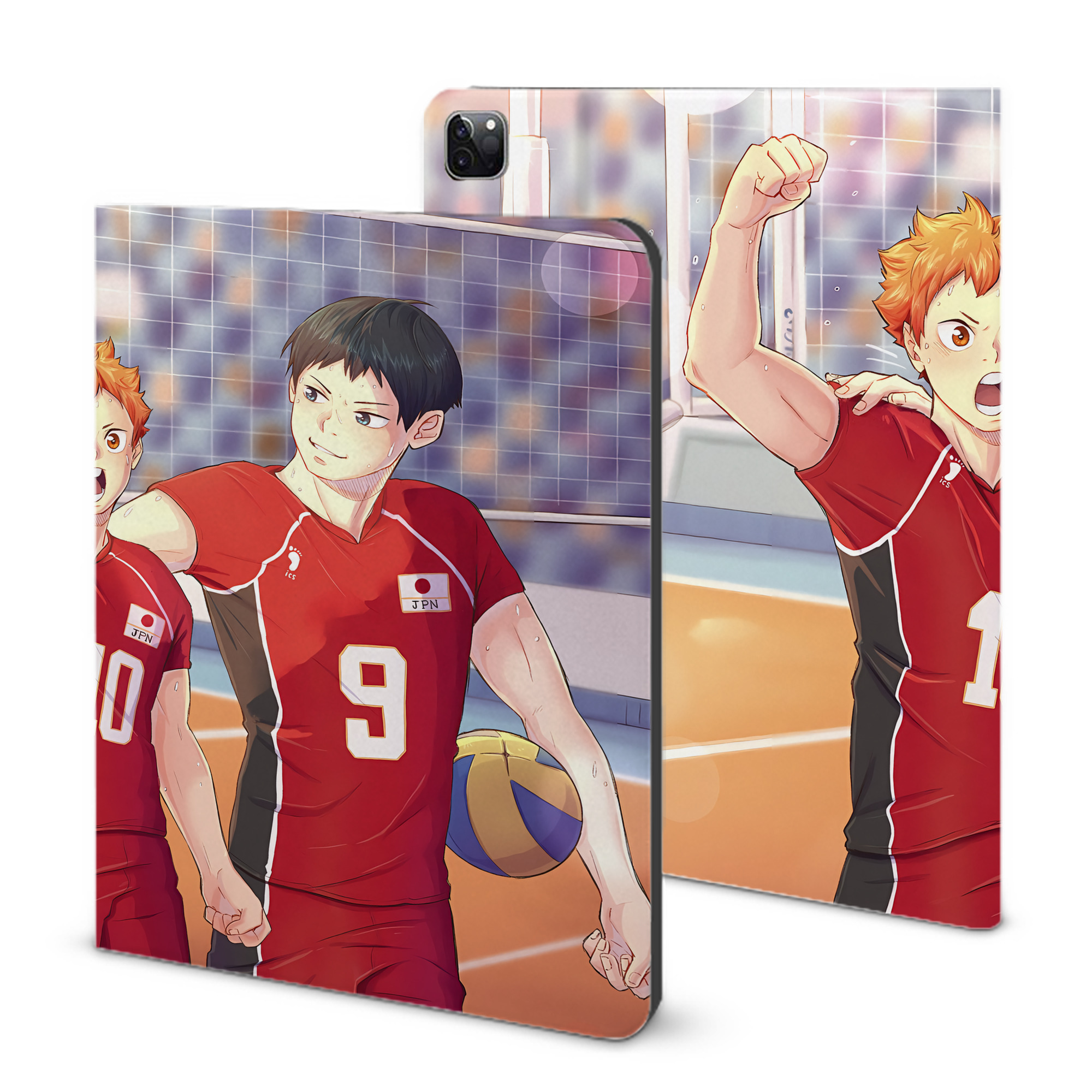 （画像用） ハイキュー!! Haikyu!! IPad ケース ブック型 PUレザー TPU 耐衝撃 軽量 薄型 ペン収納なし 全面保護 IPad 各モデル対応